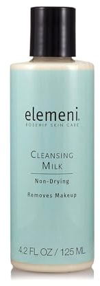 elemeni Skin Care Cleansing Milk - Vegan Organic Makeup Remover | pH Balanced Facial Cleanser Removes Dirt & Impurities | Oil Free Eye Makeup Remover & Gentle Cleanser for Sensitive Skin, 4.2 Fl Oz