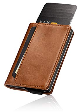 SAETTI Portemonnaie Luxuriöse Geldbörse - Premium Hochwertig Echt Leder RFID Protect - Portmonee Cardholder Wallet - mit Geschenkbox - Braun