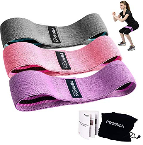 PROIRON Fabric Resistance Bands,Exercise Booty Bands[Set of 3] for Hips &Glutes, Non-Slip Stretch Bands Non-Rolling Hip Bands for Women, Training Yoga Pilates