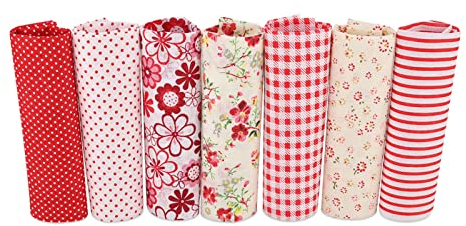 HERCHR 7 Stueck Stoffreste Zum Nähen 50x50cm Stoffe Zum Nähen, Stoffe Meterware, Patchwork Stoffe Paket, Nähstoffe, Baumwollstoff Für Alle Arten Von Kleinen Handgemachten