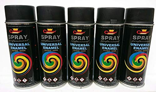Sprühlack RAL Sprühfarbe Lackspray Spraydose 400ml - RAL 9005 Matt - 5 Stück