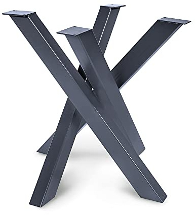Magnetic Mobel Tischgestell Orion Design Kreuzgestell Schwerlast massiv Tischkufen Stahl Tischbeine Metall (Anthrazit, 77x77xH71 cm)