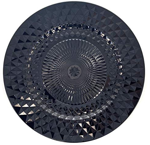 allgala HD80404 Lot de 6 assiettes de présentation en plastique de qualité supérieure Motif diamant Noir 33 cm