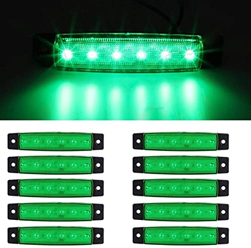 Seitenmarkierungsleuchten, 10 Stück Side Marker Lights Auto-Markierungsleuchten Autoseiten-Anzeigelampen 6SMD LED Vordere Heckleuchte Positionsleuchten 12V für Auto-Wohnmobil-LKW-LKW (Grün)
