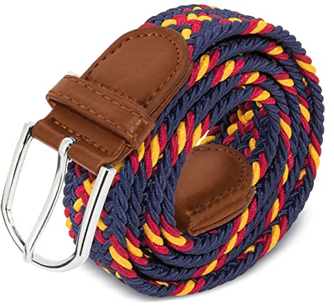 Cinturón para hombre con Bandera de España. Cinturón elástico y trenzado.