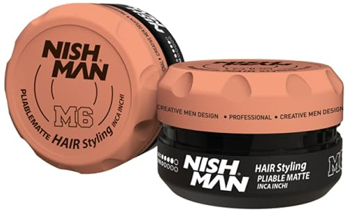 NISHMAN M6 Cera para Peinar - Pliable Matte Inca Inchi 100g - Acabado Mate, Fijación Fuerte, Aporta Volumen & Aspecto Saludable al Cabello