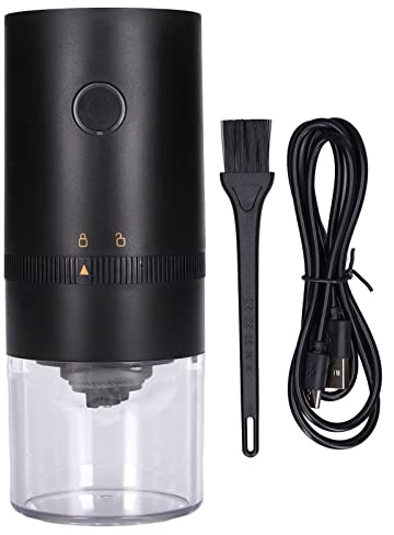 Molinillo de café BuyWeek, molinillo de café eléctrico, pequeño molinillo de café automático recargable, molinillo de café expreso(Negro)