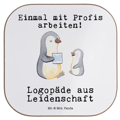 Mr. & Mrs. Panda Glasuntersetzer Logopädin Leidenschaft - Geschenk, Ausbildung, Tassen Untersetzer, Bierdeckel, Beruf, Logopädie, Kollegin, Studium,