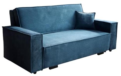 Mirjan24 Sofa Viva Star Cord IV mit Schlaffunktion, 4 Sitzer Polstersofa mit Bettkasten inkl. Kissen, Schlafsofa, Bettsofa, Sofagarnitur, Farbauswahl, Wohnlandschaft (Poso 05)