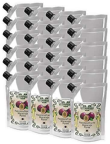 VITAVEGGY Frucht-Püree MARACUJA-PASSIONSFRUCHT 1kg von Food-United passion-fruit-puree für Maracuja-Saft-Smoothie Passionsfrucht-Sorbet-Schorle-Cocktail ohne Aroma- Farb- & Konservierungsmittel (1)
