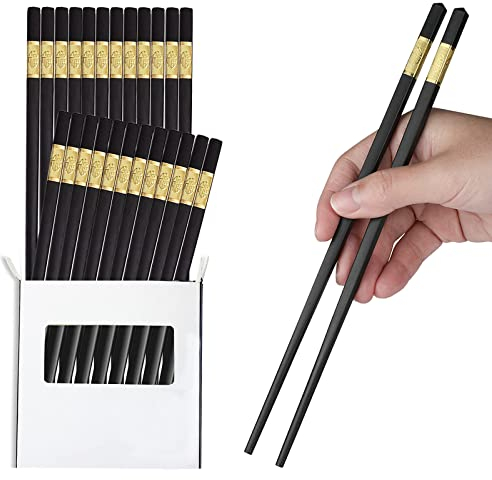 10 Paar Fiberglas Essstäbchen, 24 cm, Legierungs Essstäbchen, Spülmaschinenfest, Chinesische Stäbchen, Rutschfestem Stile, Matt