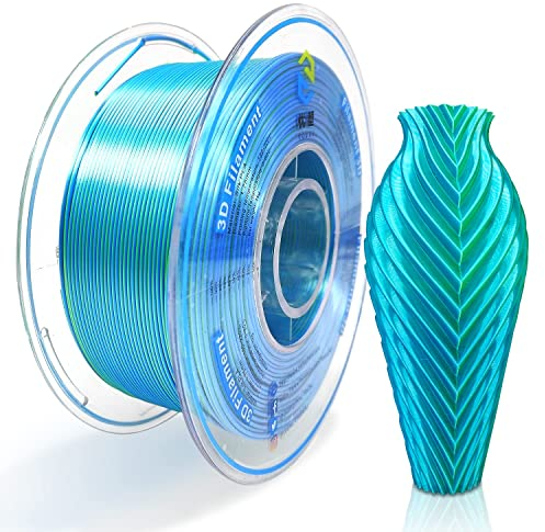 YOUSU pla silk pla filament 1.75 3d drucker, mehrfarbig zweifarbig Two-Tone color, 3d pla metallic seide, 3d printer pla 1 kg (2,2 lbs), silk blau grün