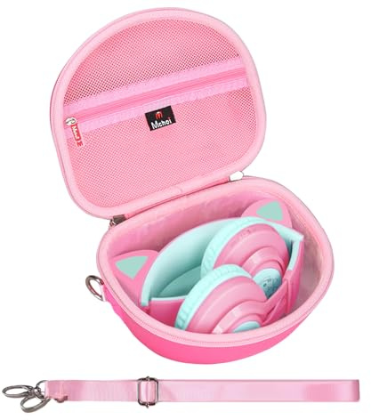 Mchoi Hard Case Suitable for Riwbox CT-7 Pink/for Jack CT-7S Cat Green 3.5mm/ for iClever IC-HS01 Bluetooth Wireless Over-Ear Headphones Headset for Kids Travel Protective Case, Pink Case Only