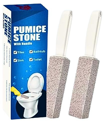 2 Pack Ring King Pumice Stone Toilet Bowl Cleaner with Handle, Hard Water Build up Remover, Removes Stubborn Limescale from Tile, Shower Door and Bathtubs. Best Calcium, Lime, and Rust Remover.
