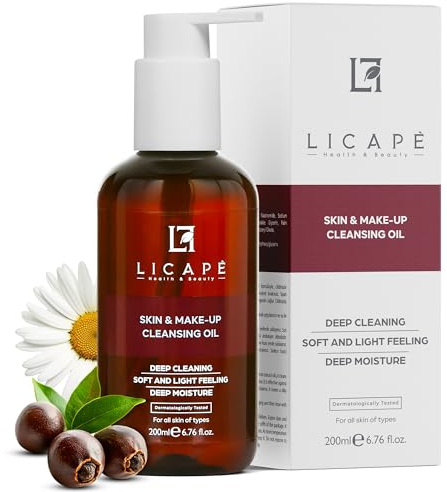 Licape® Reinigungsöl Gesicht | 200 ml | Abschminken & Gesichtsreinigung | Ölbasierte Pflege mit Kamillenextrakt | Tiefenreinigung für Haut | Make-up Entferner für fettige & empfindliche Haut