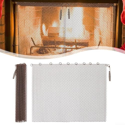 Kaminvorhang, Kamingitter für Kamin, offenes Feuer, Holzofen, 2 Stück Sichere Funkenschutz-Abdeckung, Sicherheitsschutz vor Bränden (61 x 50,8 cm)