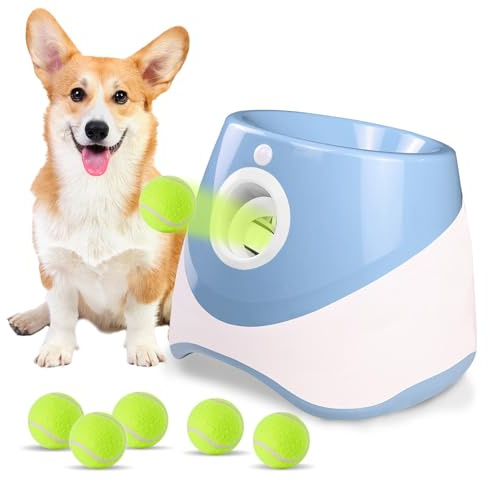 Galatée Lanciatrice Automatica a Sfera, Lanciagranate Per Palline Interattiva, Lanciagrana Automatica Per Cani, Lanciatore Di Palle Per Cani Con 6 Mini Palline Da Tennis(Blu)