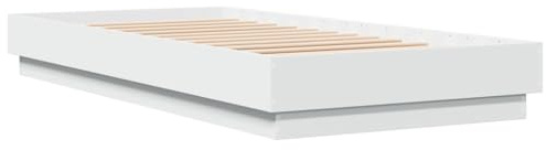 vidaXL Bettgestell mit LED-Leuchten Weiß 100x200 cm