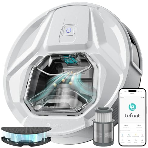 Lefant M320 Saugroboter, 6000Pa Staubsauger Roboter mit Präzise-Entfernungs-Navigation, Sichtbar 800ML Staubbehälter, 210Mins, WLAN/App, Ideal für Tierhaare, Teppiche