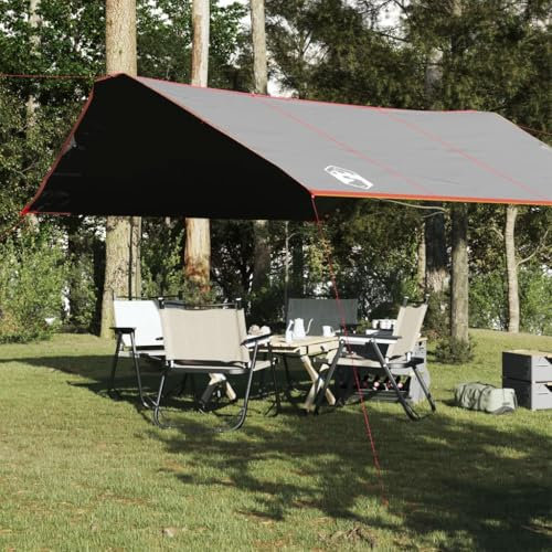 Tino Tech Tarp Wasserdicht Tarp Camping Zelt Plane Ultraleicht Camping Zeltplane Zeltunterlage für Ourdoor Camping Zeltplane Tarp für Hängematte 420x440 cm Oxford-Gewebe Grau und Orange