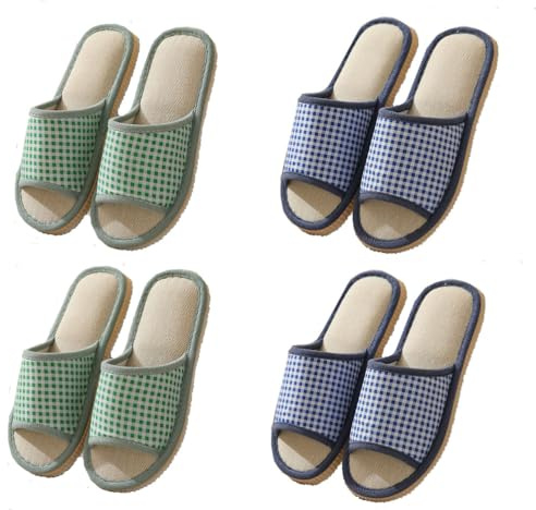 Teceyfeet Zapatillas Casa 4 Pares Pantuflas de Casa para Mujer y Hombre Pantuflas Antideslizantes Zapatillas de Hotel Zapatillas de SPA para Hotel Hogar Uso de Invitados
