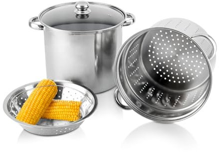 AIZYR Stainless Steel Soup Pot Stockpot with Basket, Cooking Pot Boil Pot, Fryer Pot Induction Pot for Deep Frying, Soup, Spaghetti