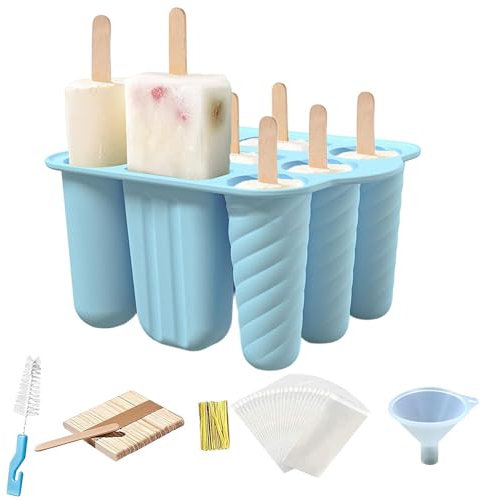 Rrlihjgu Juego de moldes para helados, moldes de hielo | Pequeños moldes de helado de silicona de 9 ranuras, con tapa pequeños moldes de hielo, moldes para helados, suministros de helados de silicona