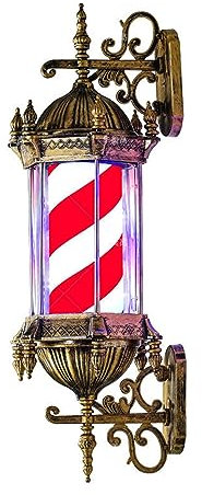 Poste de luz para barbería de 75 cm, letrero clásico de salón de peluquería abierto, poste de luz para barbería, luces LED giratorias de rayas rojas, blancas, azules y negras, montaje en pared para