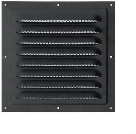 Puupaa 250mm Stainless Steel Louvred Air Vent Grille, Black Extractor Fan Cover with Mesh for Wall or Ceiling, Bathroom, Shed Ventilation, Internal or External Use(1PCS)