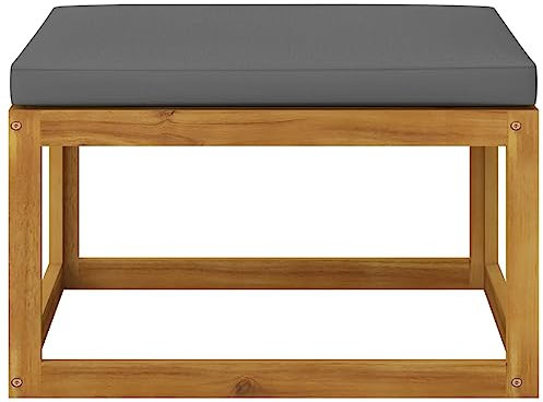 HETFTJN Outdoor Chair Gartensofa Gartenlounge Eckbank Balkon - Fußhocker mit Dunkelgrauem Polster Akazie Massivholz für Terrasse Garten Speisesaal Balkon