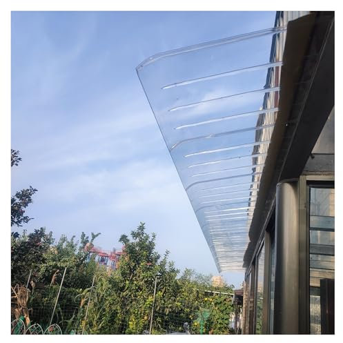 Clear Polycarbonate Canopy for Front Door Outdoor Rain Shelter Awning Roofing Garden Porch Protection Cover (16x16)