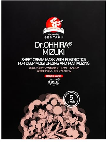 Dr. OHHIRA® MIZUKI Mascarilla Facial Hidratante Hialurónico, 5 unidades | Sheet Mask, Niacinamida Peptidos Coenzima Q10, 5-10Minutos Cuidado, Todo Tipo Piel, Crema Facial, Postbióticos