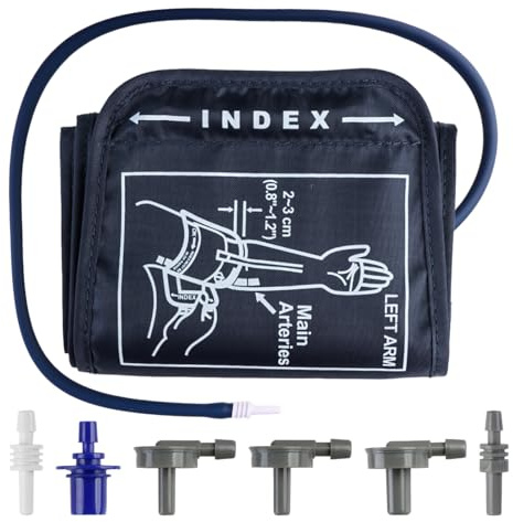Brazalete de presión arterial extra grande, 22-52 cm de repuesto XL ajustable aplicable para brazo superior grande con 6 conectores, universal para monitor Omron BP, uso doméstico, máquinas no