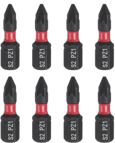 QUARKZMAN PZ1 Inserti per Avvitatore 1/4 Gambo Esagonale 25mm/1 L 8Pz | Punte per Cacciavite Magnetico Esagonali con Taglio a Croce, Acciaio S2, per Trapano Elettrico Qualità