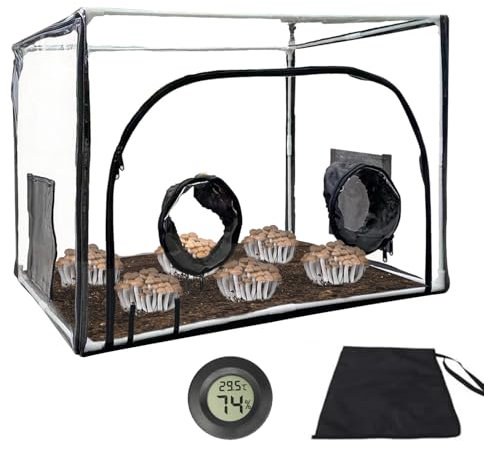 Stillluftbox, Pilzzuchtset Stillluftbox für Pilze mit 2 Arm Ports Still Air Box Mushroom Grow Kit Pilze züchten Set Pilzzuchtzelt Faltbare Zelt für Sporen Vielseitige Kultivierung Gartenbaubedarf