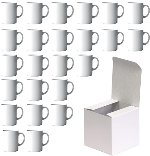AL PRODUCTION Set Tazze per Sublimazione in Ceramica Bianca 330ml - Tazza Mug di Categoria AAA inclusa di Scatola per Gadget e Personalizzazioni - Made in Italy (Bianco, 24 Unità)