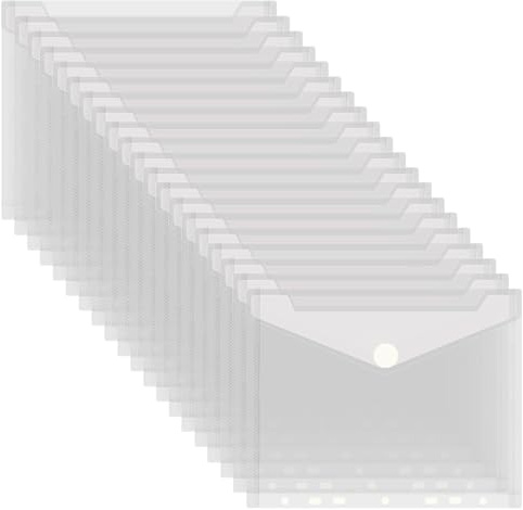 20Pcs Dokumententasche A5 Abheftbar Umschlagmappen zum Abheften, 7 Löcher | Transparent Dokumentenmappe A5 Klarsichthüllen mit Klettverschluss, Dokumententaschen Wasserdicht für Dokument Organisieren