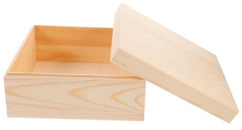 Holibanna Scatola Portaoggetti Quadrata in Legno Scatola Portaoggetti Fai Da Te Per Riporre Gioielli e Oggetti Artigianali Organizer Per Lavori Artigianali in Legno Fai Da Te