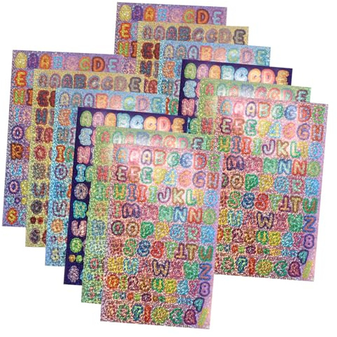 Adesivi Alfanumerici Colorati 12 Fogli per Scrapbooking