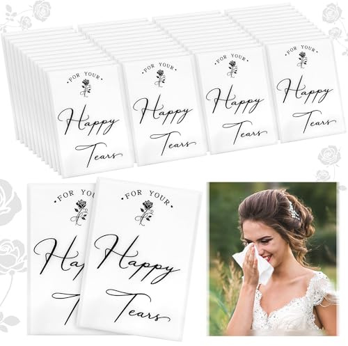 50 fazzoletti Happy Tears per matrimoni, 3 veli per matrimoni, fazzoletti per il viso individuali per le tue lacrime felici