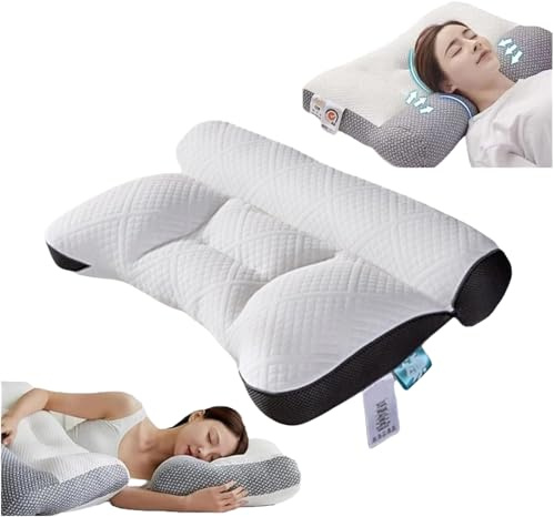 Generisch Orthopädisches Schlafapnoe-Kissen mit Ohrschlitz, ergonomisches Nackenstützkissen für Seiten-, Rücken- und Bauchschläfer, atmungsaktiv & waschbar, Anti-Schnarch-Kissen (Schwarz)