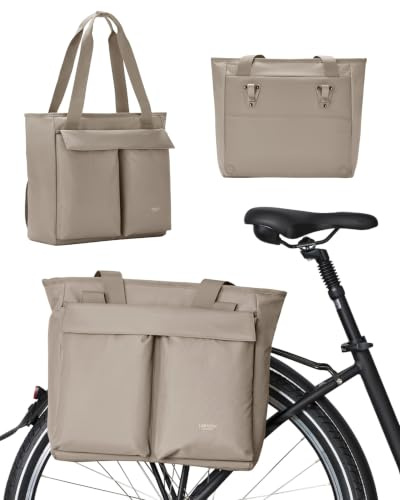LARKSON Fahrradtaschen für Gepäckträger Damen & Herren Grau - Nova Bike - 2 in 1 Fahrrad Shopper Tasche & Gepäckträgertasche Hinten - Einkaufstasche - Wasserabweisend