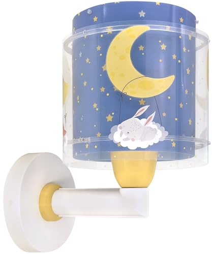 Dalber kinder Wandlampe, Kinderlampe Wandleuchte Moon Dreams Tiere Wolken Sterne Mond, 76639, E27, Blau | Wandleuchte; Kinderzimmer; E27 - 1 x 15W