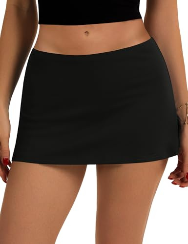 IECCP Byxkjol dam sommar kort minikjol sexig kort med byxor tenniskjol, svart, XL