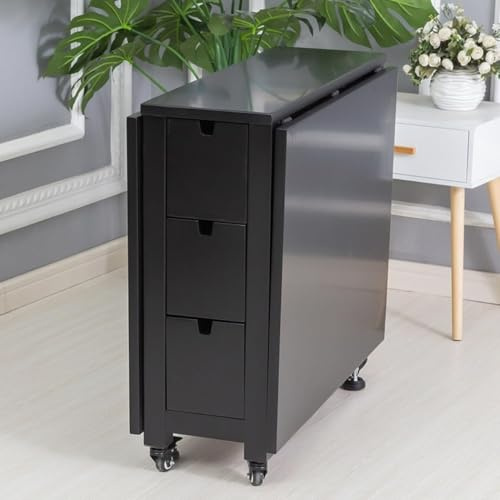 Juego de mesa de comedor plegable de madera maciza con ruedas y cajones, mesa de cocina de 6 a 8 plazas y 8 sillas, perfecto para reuniones familiares, espacios pequeños y soluciones de comedor