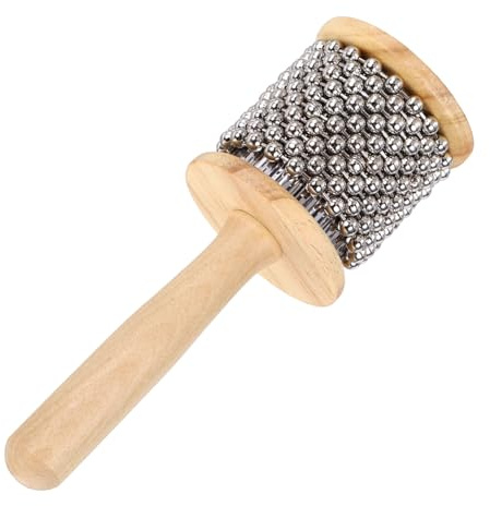 QUARKZMAN Holz Cabasa Percussion 2.4 Musik Handshaker Musikinstrument Mit Metallperlen Für Band Musikunterricht Party Auftritt (Holzfarbe)