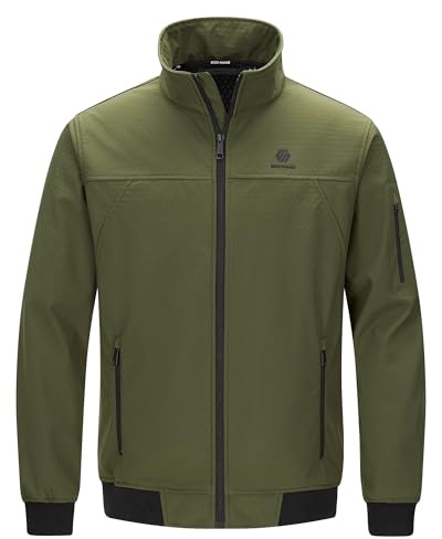 GEO-NANO Men's Softshelljacket Waterproof Lightweight Warm Fleece Jacket | Men Outdoor Windbreaker Jacket, Soft Microfleece, Thermal, Insulated Jacket, Breathable Mid-Layer, Hiking, Walking, Camping