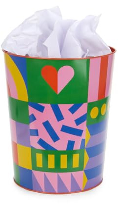 balvi Papierkorb Los Pepes Hearts Rot Farbe Buntes Design mit Herzen, x Los Pepes Metall 8 L