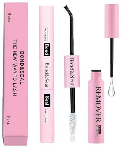 Eyelash Bond & Seal Kit with Remover, Long-Lasting Waterproof Cluster Adhesive with Remover for Individual & Cluster Lash Application, Strong Hold Clear Glue