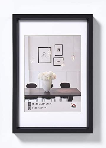 walther design Bilderrahmen schwarz 30 x 40 cm mit Passepartout, Steel Style Kunststoffrahmen ES040B